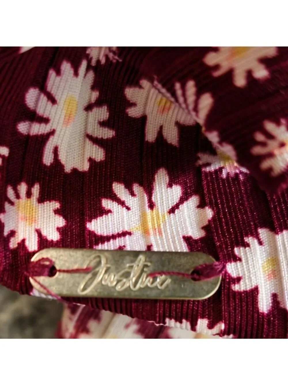 Justice Girls XL Plus Top Burgundy Front Tie Daisy Button-Up Ruffle Preppy 16-18 - Picture 5 of 8